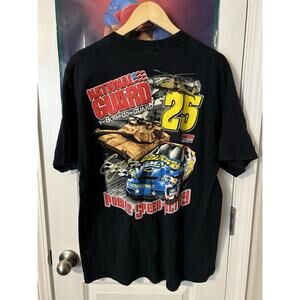 vintage nascar black #25 distressed national guard T-shirt Size Xl